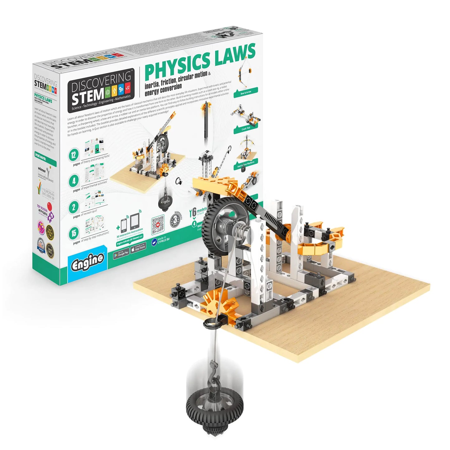Engino- STEM Toys Physics Laws: Inertia Friction Circular Motion Construction Toys for Kids 9+ Educational Toys Gifts for Boys & Girls (6 Model Options)