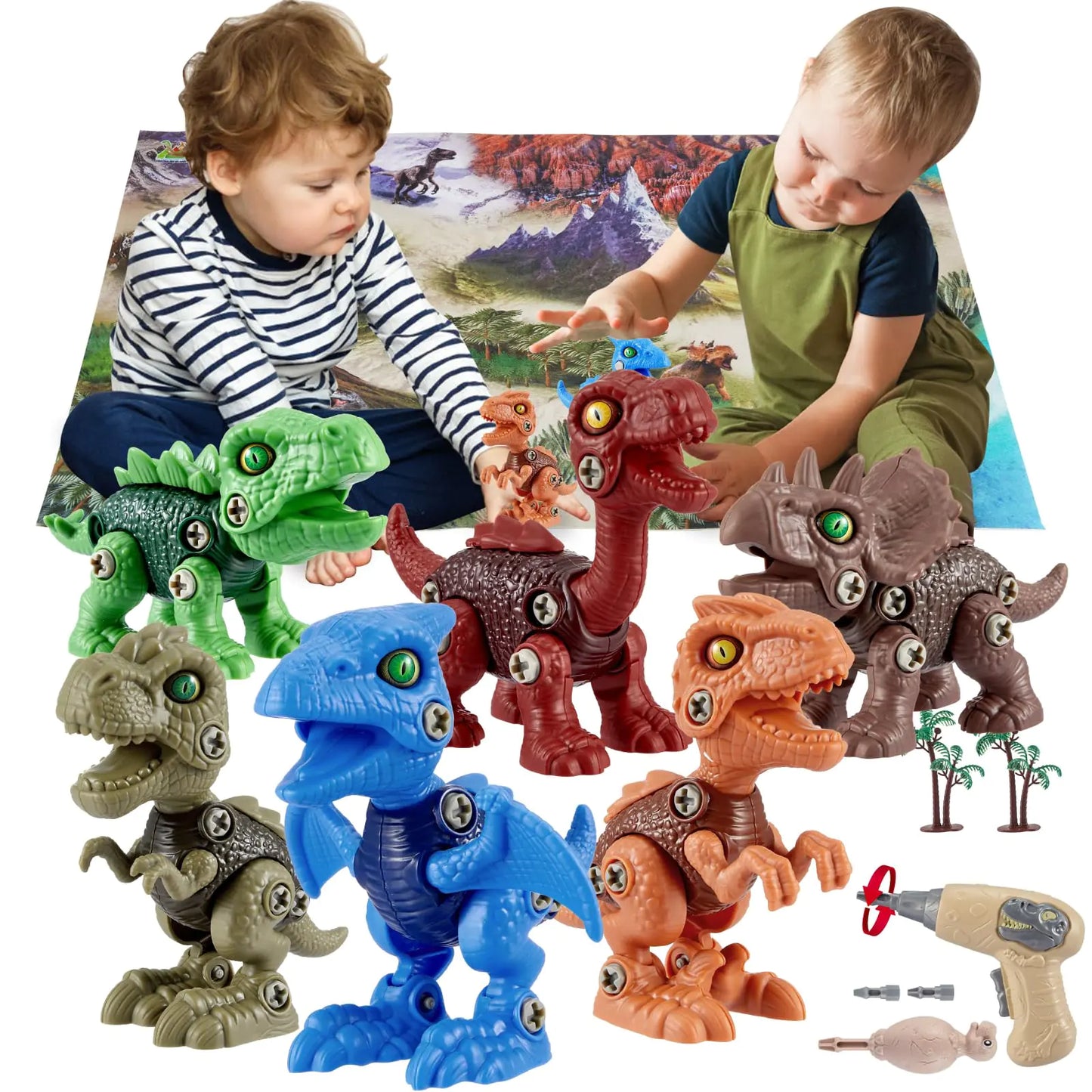 6 Pack Kids Toys Stem Dinosaur Toys Kids Take Apart Construction Building Toys Learning Educational Dino Kit Play Set Party Christmas Birthday Gifts for Toddler Boys Girls Age 3 4 5 6 7 8 + Year Old