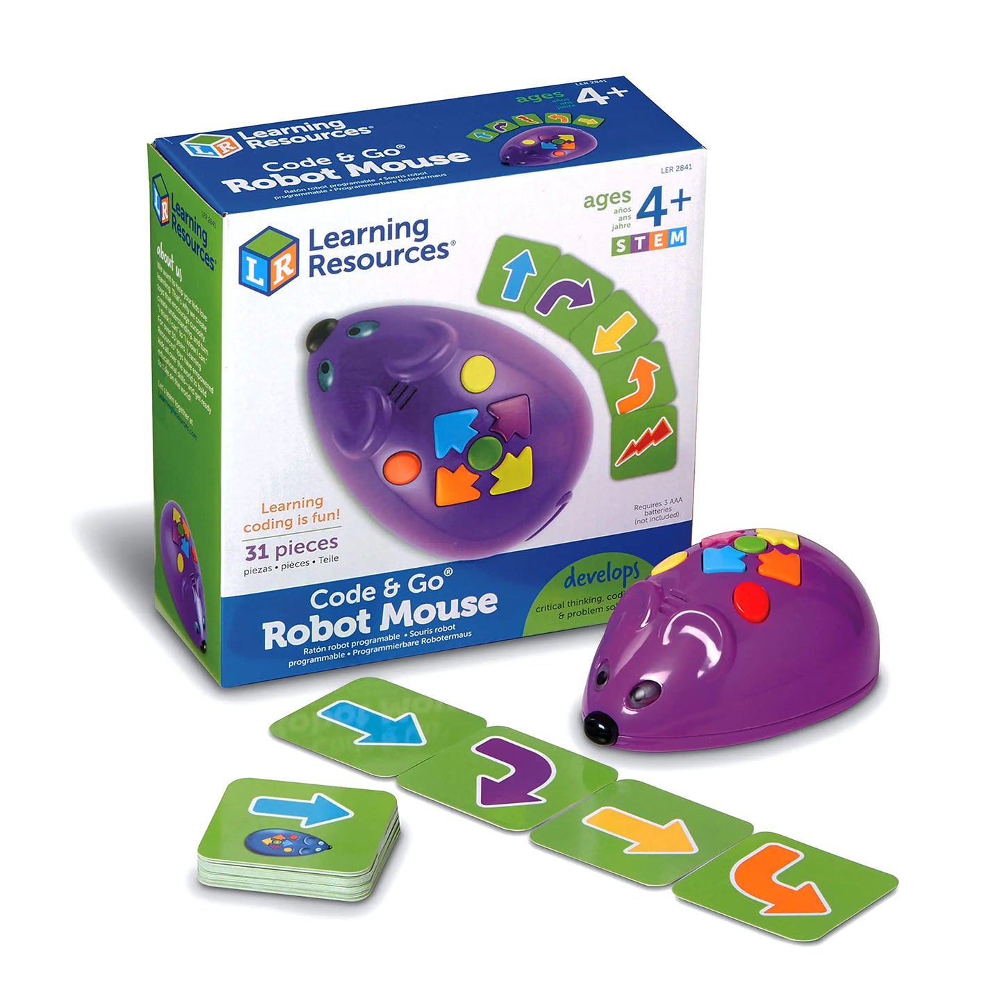 Learning Resources Code & Go Robot Mouse - 31 Pieces Ages 4+ Coding STEM Toys Screen-Free Coding Toys for Kids