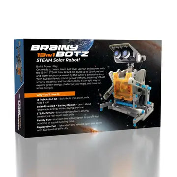 Brainybotz 13-in-1 Diy Robot Solar-Powered Smart Stem Building & Programming Kit (190pc)
