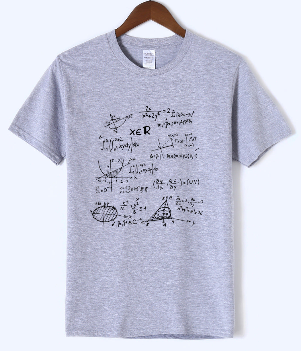 Math Formula Printed Cotton Crew Neck Men's T-Shirt