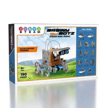 Brainybotz 13-in-1 Diy Robot Solar-Powered Smart Stem Building & Programming Kit (190pc)