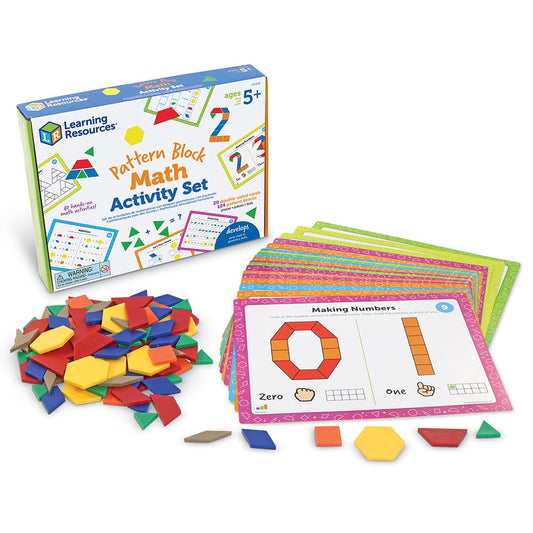 Learning Resources Pattern Block Math Activity Set Math Games for Kids Educational Games Preschool Math Montessori 144 Pieces Age 5+