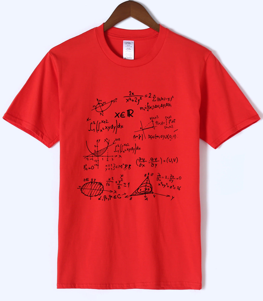 Math Formula Printed Cotton Crew Neck Men's T-Shirt