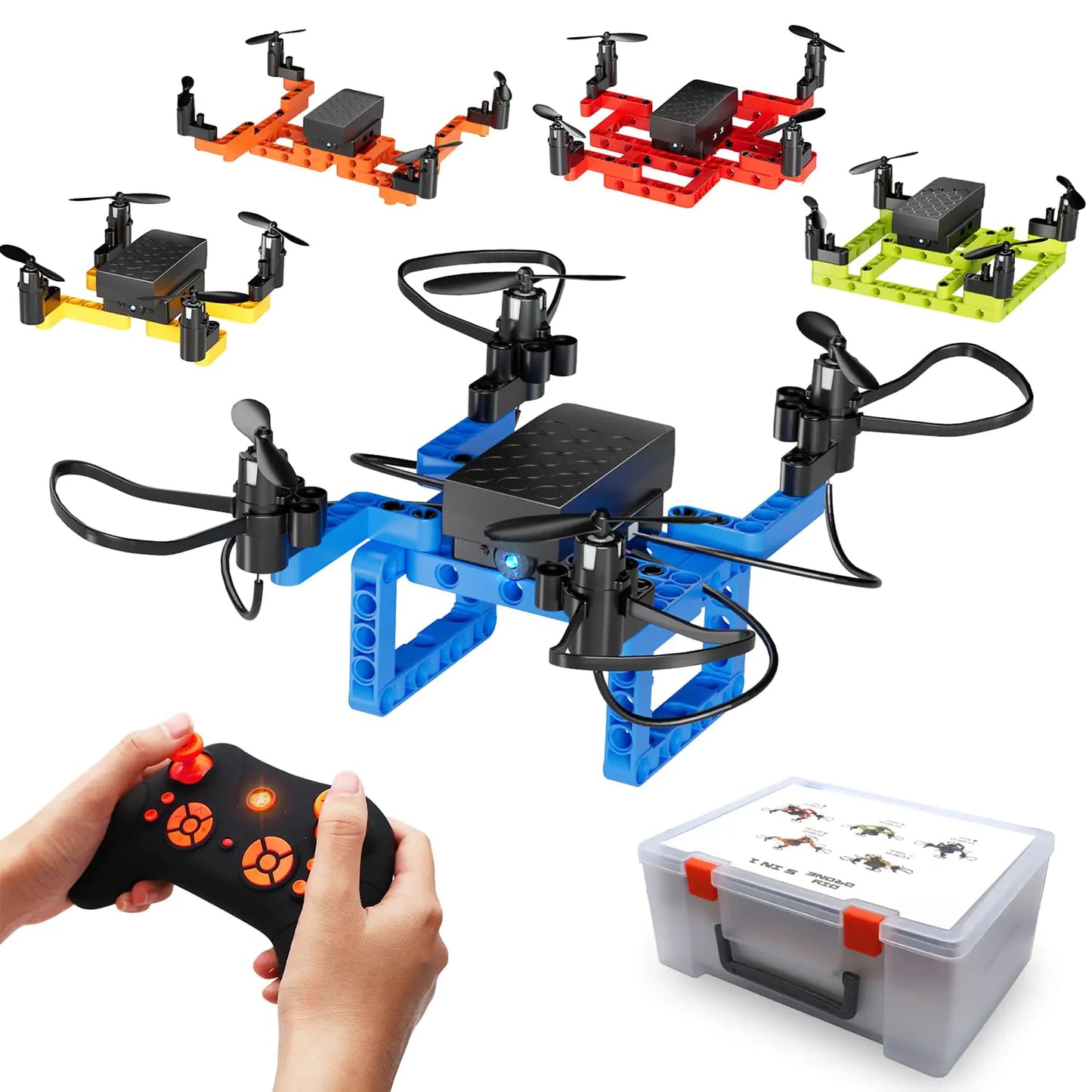 Drone Building Toys Set 159 Pieces STEM Toy for Kids 6 7 8 9 10 11 12 Years 5 in1 DIY Drone Kit Remote Control Mini Drone Learning Creative Construction Toys Gifts for Birthday Christmas