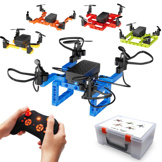 Drone Building Toys Set 159 Pieces STEM Toy for Kids 6 7 8 9 10 11 12 Years 5 in1 DIY Drone Kit Remote Control Mini Drone Learning Creative Construction Toys Gifts for Birthday Christmas