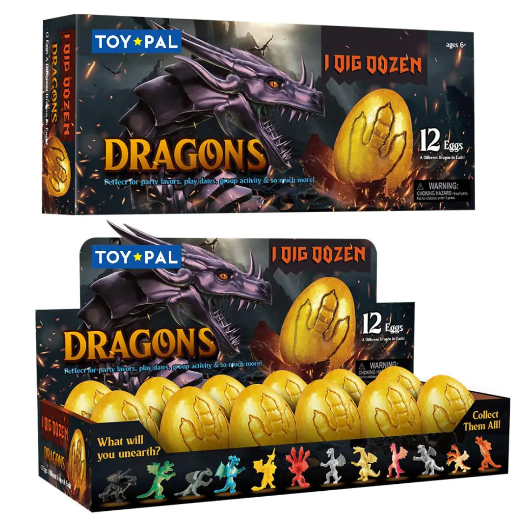 Dragon Eggs Dig Kit for Kids - 12 Pack Dragon Eggs Excavation Kit - Digging Kit with Dragon Toy Figures for Kids Age 6 Boys and Girls Science STEM Educational Toy Gift for 6 7 8 9 Year olds