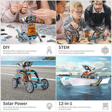 Brainybotz 13-in-1 Diy Robot Solar-Powered Smart Stem Building & Programming Kit (190pc)
