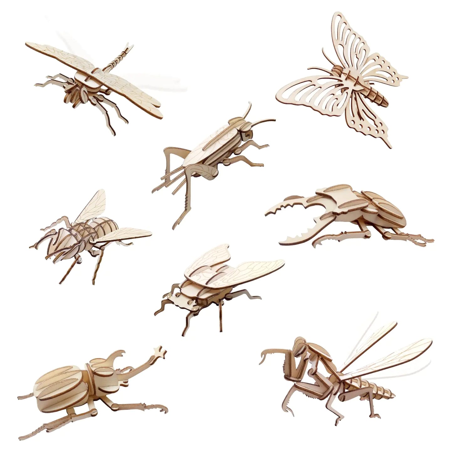 ELX Wooden 3D Puzzles for Kids 6+ 8 Piece Set Insect Animal Wooden Models Wood Building Kits DIY Wooden Crafts Stem Toys peresents for Kids and Adults…