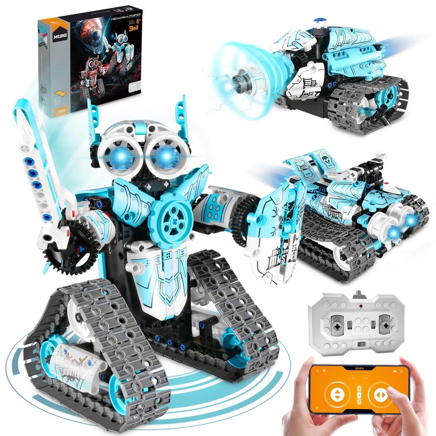 MOJINO STEM Robot Building Kit for Boys 6-12 APP & Remote Control RC Toy for Kids Science LearningDIY Educational Gift Set for Age 6 7 8 9 10 11 12+ Boys & Girls