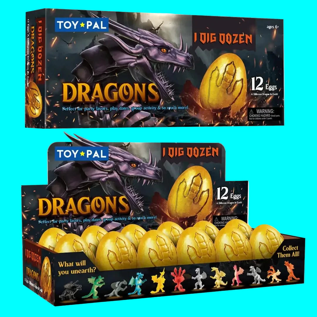 Dragon Eggs Dig Kit for Kids - 12 Pack Dragon Eggs Excavation Kit - Digging Kit with Dragon Toy Figures for Kids Age 6 Boys and Girls Science STEM Educational Toy Gift for 6 7 8 9 Year olds