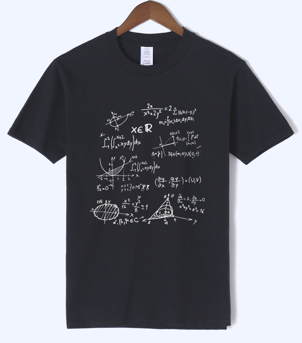 Math Formula Printed Cotton Crew Neck Men's T-Shirt