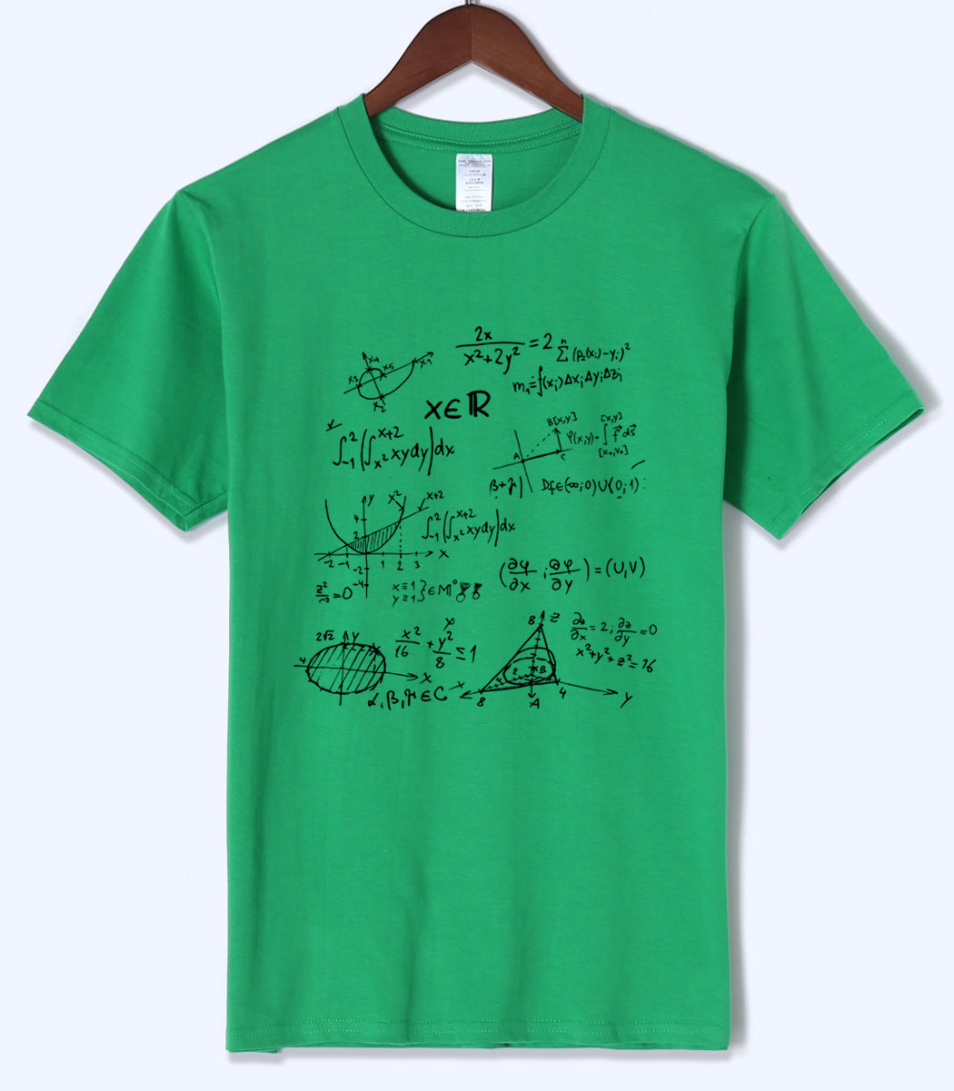 Math Formula Printed Cotton Crew Neck Men's T-Shirt