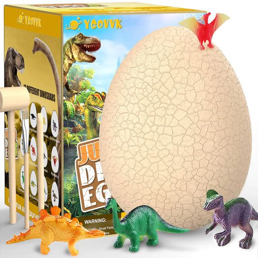 Dino Toys for Kids Jumbo Dino Eggs Dig Kit with 12 Different Dinosaurs in Giant Egg Easter Dino Party